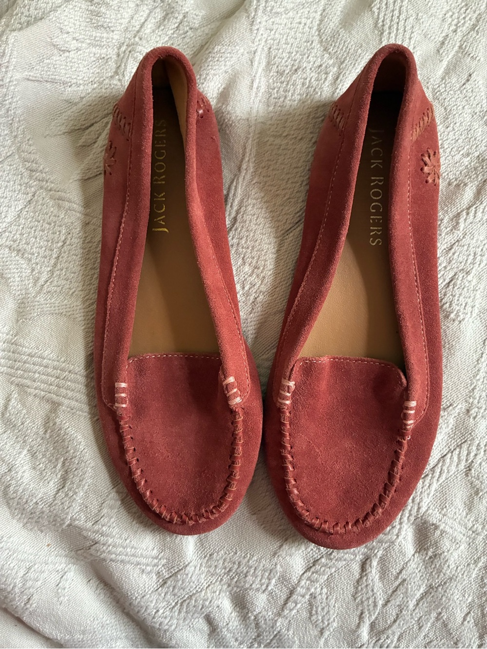 Jack Rogers Women's Suede Moccasins in Rust